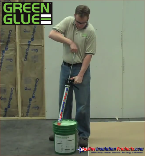 Applying Green Glue from 5 Gallong Bucket